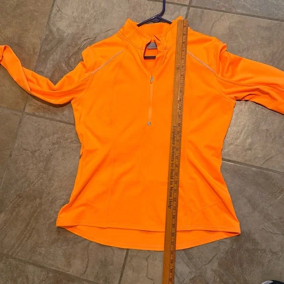 Athleta Vibrant Orange Long Sleeve Half Zip Top Size Large Running Athlesure - Picture 7 of 7